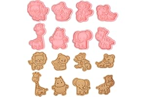 Xzeemo 8 Pz Moldes Galletas Animales, 3D Cortadores Galletas para Niños, Moldes para Hacer Galletas de Formas, Cortadores de Galletas Plástico, Moldes Reposteria Animales para Galleta, Pastelería (A)