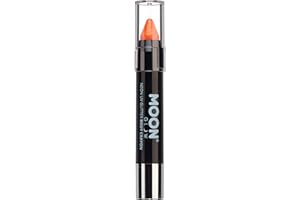 Moon Glow - Neon UV Glitter Face Paint Stick / Body Crayon makeup for the Face & Body - Orange - Glows brightly under UV lighting