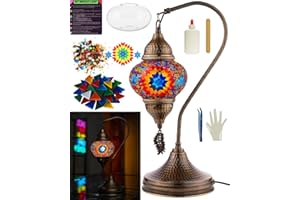 DEMMEX Kit de lampe de table à mosaïque turque à faire soi-même – Ensemble complet de loisirs créatifs pour adultes et adolescents – Décoration intérieure facile et amusante, Fabriquez votre propre