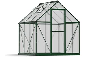 Palram Canopia Mythos 6X6 Greenhouse - UV - Protected Polycarbonate Roof & Aluminium Frame - Includes Base Frame - Green, 6 x 6