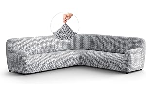 Paulato - Copridivano Angolare in Microfibra con Fantasia, Tessuto Bielastico Antigraffio Lavabile in Lavatrice, Certificato OEKO-TEX, Disegno Venezia Grigio - Made in Italy