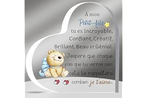 HZBLAZ Petit-Fils Acrylique Plaque Inspiration Diplôme Cadeaux Hommes Anniversaire Noël Apprécier Souvenirs Coeur Bureau Signe Décoration Maison 18 Venir de l’âge d’Adulte Encourager Le Nouvel an