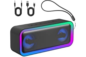 IKT Cassa Bluetooth Potente Portatile con Luci, Speaker Bluetooth 5.4, 40W Basso Potenziato, IPX7 Impermeabile, 7 Luci RGB, 30 Ore Autonomia, Altoparlante Bluetooth per Party, TWS AUX TF-Card