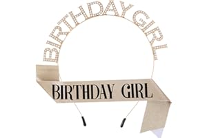 GUO-YING Geburtstagskrone Geburtstags SchäRpe Prinzessin Krone Glitzer Geburtstag Mädchen Schärpe & Strass Tiara Kit für Geburtstag Geschenk Party Zubehör und Dekorationen (Gold)