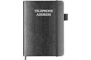Getvow Telephone and Address Book with Tabs - 13 x 18cm Address Book Hardcover with Birthday, Address, Phone Numbers, Websites Password. Address Notebook for Home or Office, Black