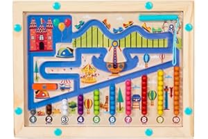 ZQSFPK Magnetic Toys,Montessori Toys for 3+ Year Olds,Montessori Toys,Magnetic Maze,Amusement Park Magnetic Maze, Fine Motor Skills Toys for Toddlers, Color Sorting Board, Preschool Learning Resources