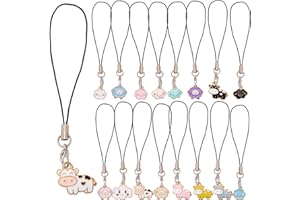 BEEFLYING 16 Piezas Abalorios de ovejas de Ganado para teléfono móvil, Abalorios Kawaii para teléfono móvil, Bonitos Colgantes Colgantes, decoración para Mochila, Cartera, Llavero, Accesorios