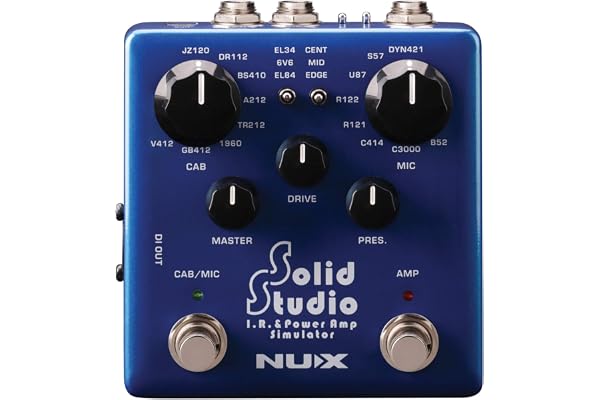 Nux NSS-5 Solid Studio IR & Power Amp Simulator, Simulateur de haut-parleur (8 simulations de type de microphone, 3 modèles de tube AMP de puissance, 3 sorties, support de fichier IR, USB), Bleu