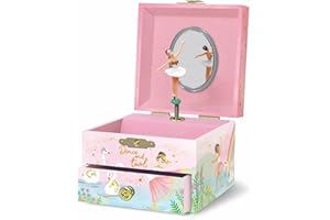 GIGGLE & HONEY Muzyczna Balerina Szkatułka na biżuterię dla девочек - Kids Dancing Balerina Pozytywka z lusterkiem, Balet Prezenty dla девочек, Różowa