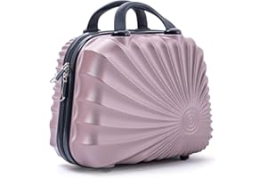 R.Leone Valigia da 1 Fino a Set 4 Trolley Rigido grande, medio, bagaglio a mano e beauty case 8 ruote in ABS 2092 (Rose gold, XS Beauty case)