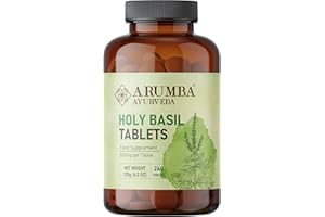 Arumba Ayurveda Tulsi (Holy Basil) Tablets 240 nos, Ocimum Sanctum - 500 mg per Tablet, Made from Pure Tulsi Leaf Powder