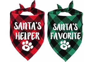 STMK Christmas Dog Bandana, 2 Pack Christmas Plaid Dog Bandanas Scarf for Christmas Holiday Dog Puppy Costume