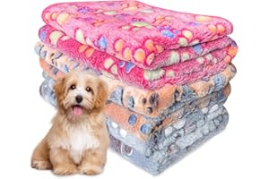 Ceboic 3 Pezzi Coperta per Animali Domestici, Morbida Coperta Cane Gatto Lavabile Caldo Sonno Tappetino da Letto con Stampa di Zampe, Coperta in Pile Confortevoli per Gatti Cani Piccolo Medio e Grande