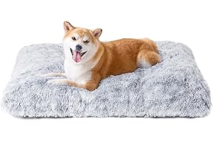 EHEYCIGA Panier Chien Grande et Moyen Taille Coussin Anti Stress Lavable et Antidérapant, Moelleux Lit Peluche, Gris, 90x60x10cm