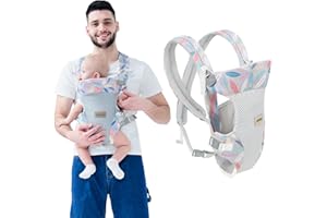 IULONEE Portabebè Convertibile 4 in 1 Fascia Porta Bebè Ergonomico Marsupio Mani Libere Zaino o Front Pack Tessuto Baby Sling per Neonati per 5-20kg Bimbi Blu