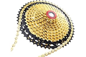 10-Velocità Catena da Bicicletta,MoreChioce Design Scavato Perdere Peso 116 Maglie Catena Bici per MTB Bicicletta,D'oro