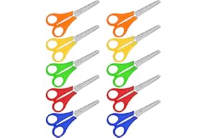 10 Pièces Ciseaux Enfants, punwey Ciseaux de Sécurité pour Enfants Ciseaux Enfant Bout Rond Ciseaux de Maternelle avec Échelle pour Enfants Étudiants Bricolage Artisanat (5 Couleurs)