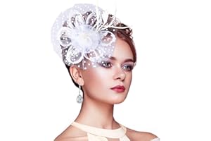 Silom Fascinators Hat for Women, Cocktail Tea Party Headwear Flower Mesh Feather Fascinator Girls Flower Hair Clip Fascinators Hat Bridal Headpiece Wedding Church Hats