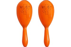 I LOVE FANCY DRESS MEXICAN MARACAS FOR FANCY DRESS - INCLUDES: 2X MATCHING COLOURED MARACAS WITH BLACK CACTUS PRINT (ORANGE)