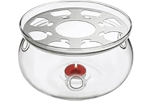 CNGLASS Chauffe-thé en verre fabriqué à la main avec résistant à la chaleur. 5.3in