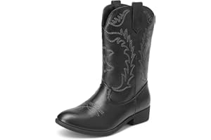 DREAM PAIRS Kids Cowgirl Cowboy Western Boots Girls Mid Calf Riding Shoes Little Kid/Big Kid