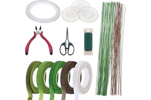 12 Pz Herramientas Arreglo Floral Kit, Woohome 2 Estilo Cinta, 2 Estilo Alambre, Cortador de Alambre, Tijeras y Pasadores de Cabeza para el Ramo de Boda DIY