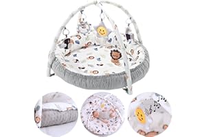 Olmitos - Gimnasio para bebés Multifuncional y Evolutivo con Arcos de juguetes LION, Manta de juegos, Juguetes Colgantes y Música - Estimula el Desarrollo Motor y Sensorial del Bebé