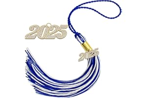 YCLEKIQA Graduation Gifts for Her Tassel Cap Decorations Tassel Pendant Class 2025 Custom Diamond Memorial leavers School University Primary Students (Navy blue and white1)