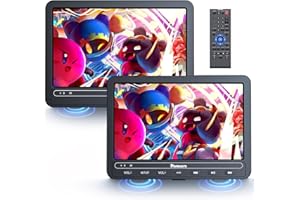 NAVISKAUTO Lecteur DVD Portable Voiture 10.1 Double Ecran supporte AV in/Out, DVD Portable Prise en Charge USB/SD,Région Libre USB Autonomie de 5 Heures(Un Lecteur DVD Un Moniteur)