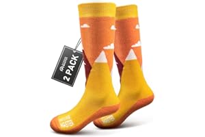 ‎OUTDOORMASTER OutdoorMaster 2 Paar Merinowolle Unisex skisocken kinder, Winter Snowboarding Atmungsaktive Thermische Socken für Mädchen/Jungen für Outdoor-Sportarten mit Über die Wade Design/Anti-Rutsch-Bündchen…