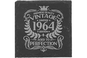 ALWAYS LOOKING GOOD 60th Birthday Gift for Men Vintage 1964 Aged to Perfection Engraved Slate Coaster Present for 60 Year Old Etched Natural Slate Placemat (Square Slate)