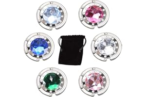 Luabue 6 Pezzi Gancio Borsa da Tavolo Pieghevole in Metallo Cristallo Ganci Appendi Borsa Antiscivolo Gancio per Borsa Bar Ristorante Caminetto Tavolo Regalo Calza di Natale