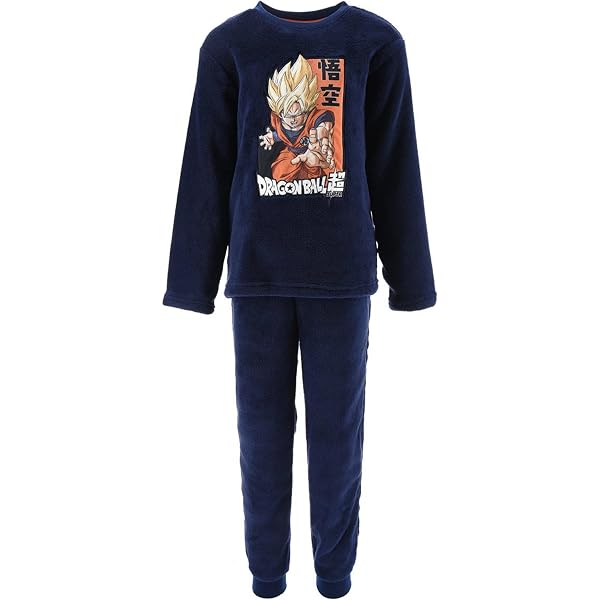Pigiama Dragon Ball Z Per Ragazzi - Set 2 Pezzi (T-shirt E Pantaloni Lunghi) In Pile Morbido, Design Super Saiyan, Taglie 8-14 Anni