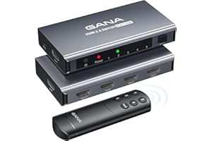 Répartiteur HDMI 5 en 1 4 K @ 60 Hz, GANA HD, MI, avec télécommande, compatible avec PS5/4/3, Xbox, Switch, Roku, TV, Fire Stick