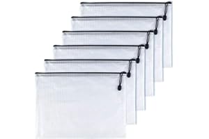 Oaimyy Dokumententasche A3,6 Stück Dokumententaschen mit Reißverschluss, Mesh-Kunststoff-Reißverschlusstaschen für Dokument, Büro, Schule, Papier, Dokumente, Hausaufgaben, Kosmetik(Schwarz)
