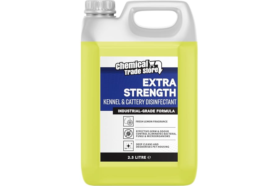 Chemical Trade Store - Kennel & Cattery Disinfectant, Pet Friendly Cleaner & Deodoriser, Lemon Scent - For Dog Kennels, Cat Cages, Hutches & Aviaries - Concentrated Formula Dilutes Up To 1:5-2.5L