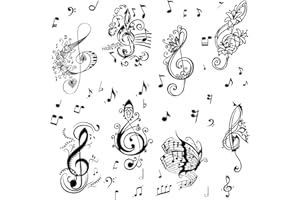 CRASPIRE Calcomanías de Pared de Música 8 Hoja Pegatinas de Pared de Mariposa Notación de Notas Musicales Arte de Pared de Vinilo Removible Impermeable para Salón de Clase