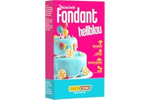 DECOCINO Fondant Hellblau – 250 g – ideal zum Verzieren von Kuchen, Torten, Cupcakes – Palmölfrei & vegan