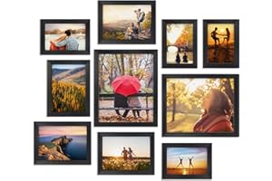 Giftgarden Zestaw ramek na zdjęcia w wielu rozmiarach, 10 szt., 2 28 x 10, cztery 4 x 6, cztery 5 x 7, czarne