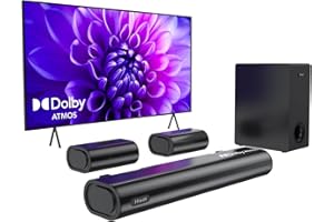 Hiwill 5.1CH Soundbar, Home Theatre Dolby Atmos Surround Casse, 2 Altoparlanti Surround Cablati, TV Sound Bar, Bluetooth PC Speaker con Subwoofer da 5.25'', 380W Potenza di Picco, eARC/OPT, 2025