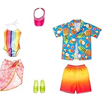 Lot de 27 Vêtements compatibles avec Barbie, 1 Costume 5 vêtements de Loisirs 2 Maillots de Bain 1 Robe de soirée 2 Robes 2 vêtements de Loisirs 2 Maillots de Bain 14 Chaussures