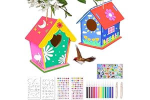 UYDF Casetta per Uccelli da Costruire Bambini,Kit Casetta Uccelli Fai Da Te,Set Pittura Bambini Dipingere,Casette per Uccelli in Legno non Rifinito e Verniciabile,Casetta per Uccelli con Set di Pittura
