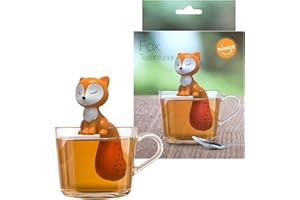 Winkee - Cute Animal Teesieb I Tee Ei für losen Tee I Tea Infuser lustig I Teesieb für Tasse I Gewürzsieb Silikon I Teekugel-Tier-Figur (Fuchs)