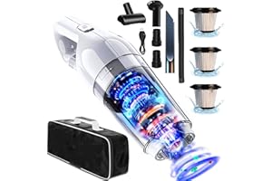 SRAYG Handheld Vacuum Cleaner, 15000 Pa Handheld Vacuum Cleaner, Battery Test Winner, Bagless, 120 W Car Vacuum Cleaner Strong Mini Wet/Dry Handheld Vacuum Cleaner Wireless Vacuum Cleaner for Home, Pet