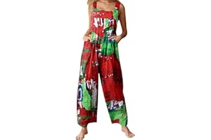 Acrawnni Damen Latzhose Vintage Floral Gedruckt Lose Casual Baggy Ärmellos Overall Lang Jumpsuit Playsuit Hosen Romper