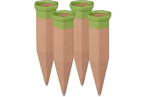 relaxdays Cône d’arrosage, Argile, Set de 4, Bouteilles en Pet d’1,5 l, jardinières et Plantes en Pot, Terre Cuite