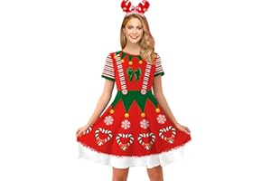 For G and PL Christmas Womens Santa Funny Xmas Elf Printed Dress S-XXL