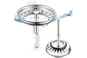 SHFYFHS 1 Pièces Crépine d'évier de Cuisine, Filtre Bouchon Crépine d'Évier avec Hauteur Réglable, 304 Bouchon Evier Cuisine Inoxydable, Panier à Tamis pour Évier, pour Cuisine et Salle de Bain- 79mm(36-72mm)