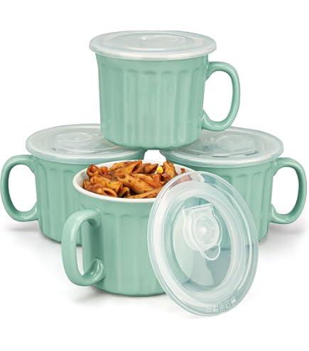 3 MATICAN Mikrowellen-Suppentassen Mit Deckel – 825 Ml, BPA-frei, In Rosa, Grün Und Creme