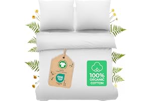 Dreamzie - Påslakan 200x220 cm + 2 Örngott 80x80 cm Ekologisk Bomull - Percale 180 TC - Sängset 200x220 Vit - Andningsbart & Mjukt - Oeko-Tex & GOTS